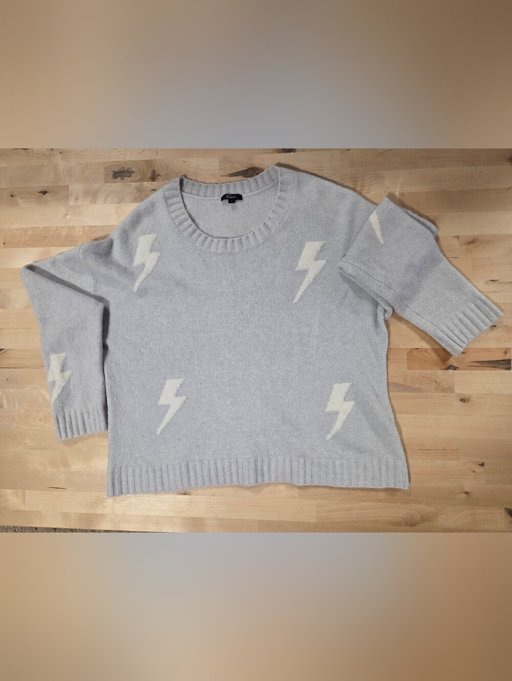 Rails, Light Gray Lightning Bolt Crewneck Sweater
